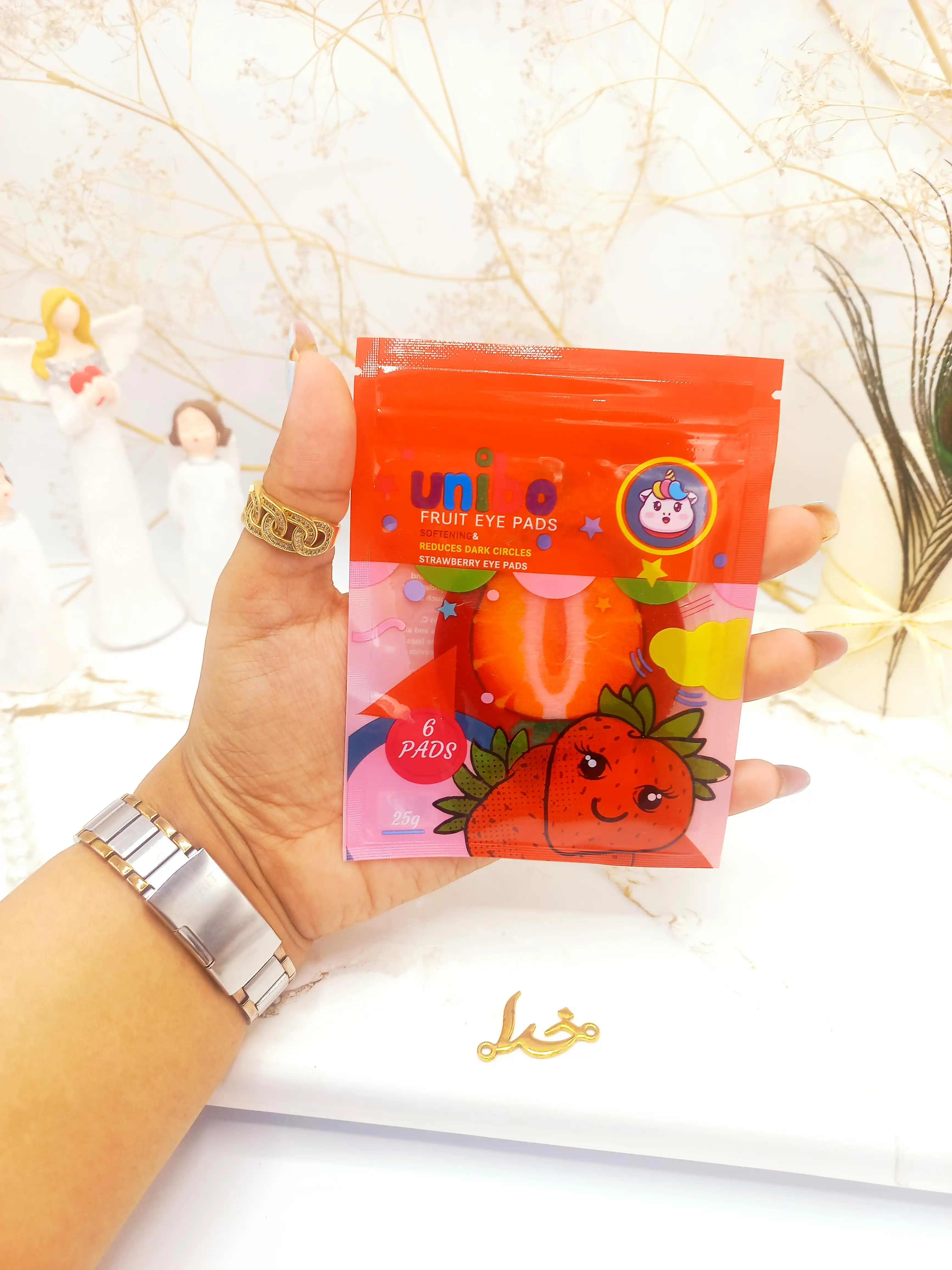 ماسک پد دور چشم میوه ای 6عددی یونیبو UNIBO‏ (توت فرنگی)