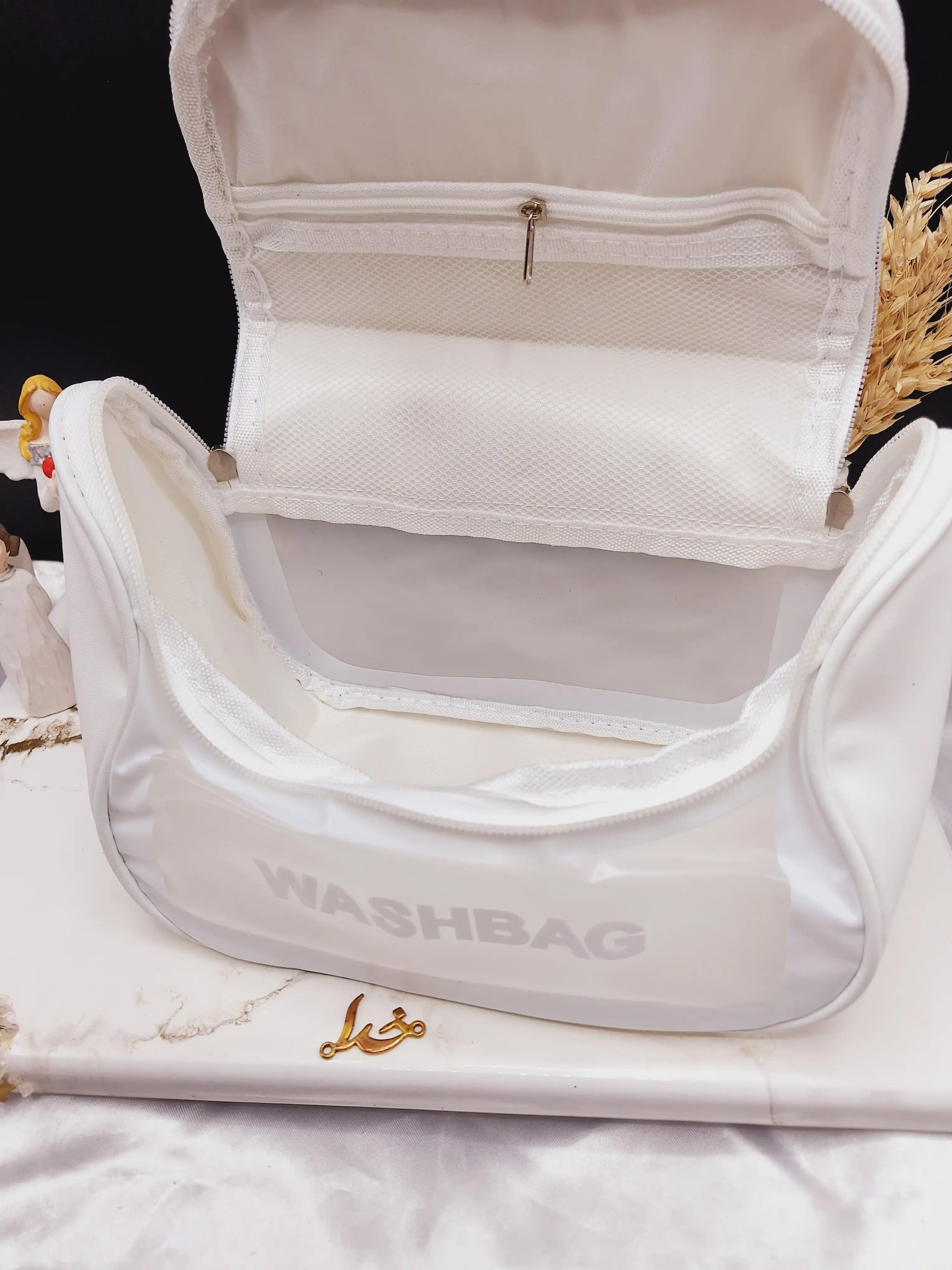 کیف آرایشی واشبگ بیضی سفید  سایز بزرگ WASHBAG