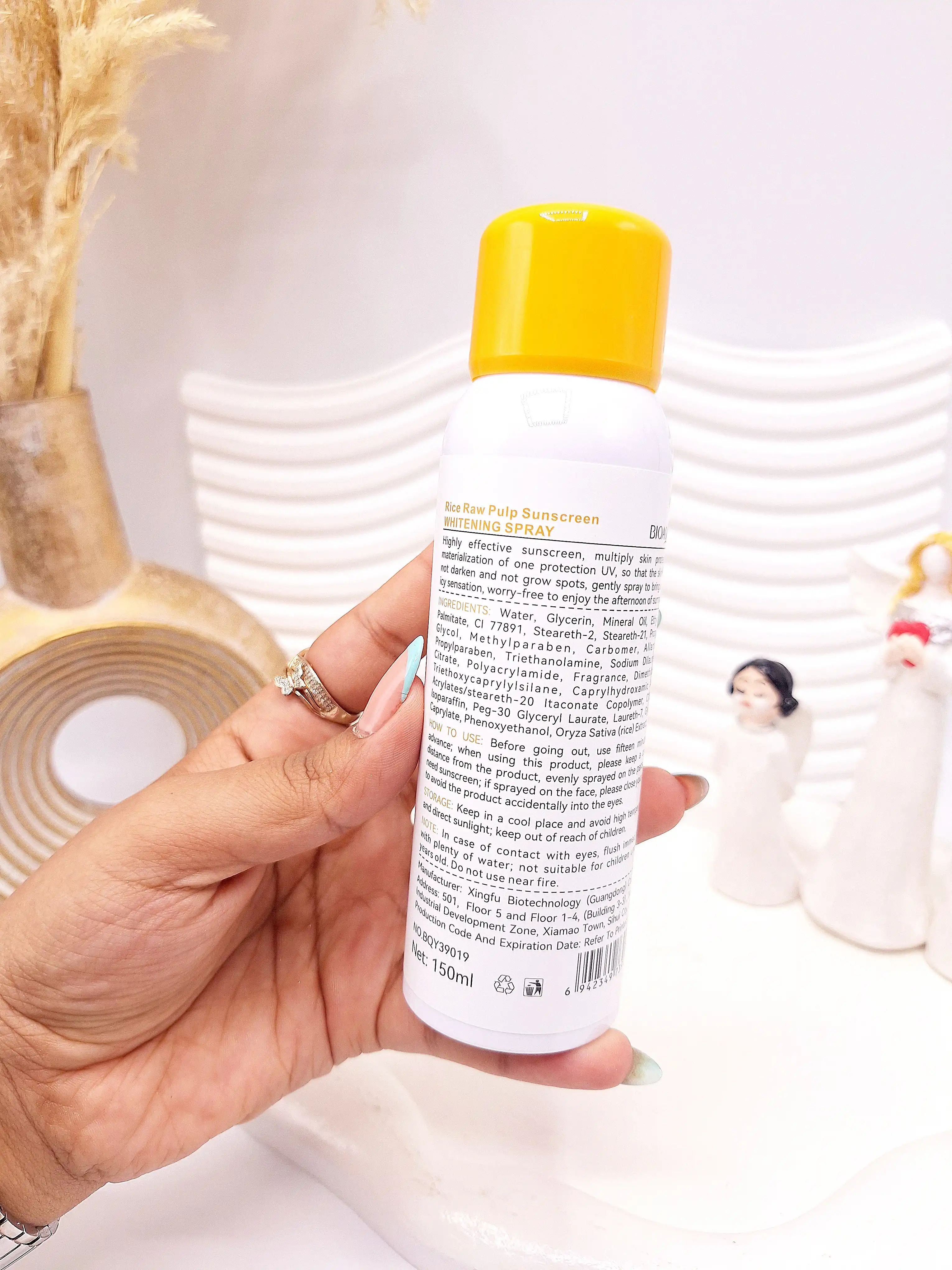 اسپری ضد آفتاب برنج  spf50 برند بیوآکوا کد 9019